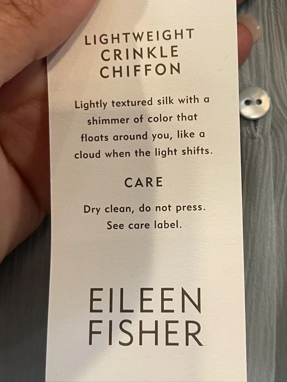 NWT EILEEN FISHER Vintage 2010 Waterlily Silk Crinkle Chiffon Long Sleeve Blouse - Picture 3 of 5